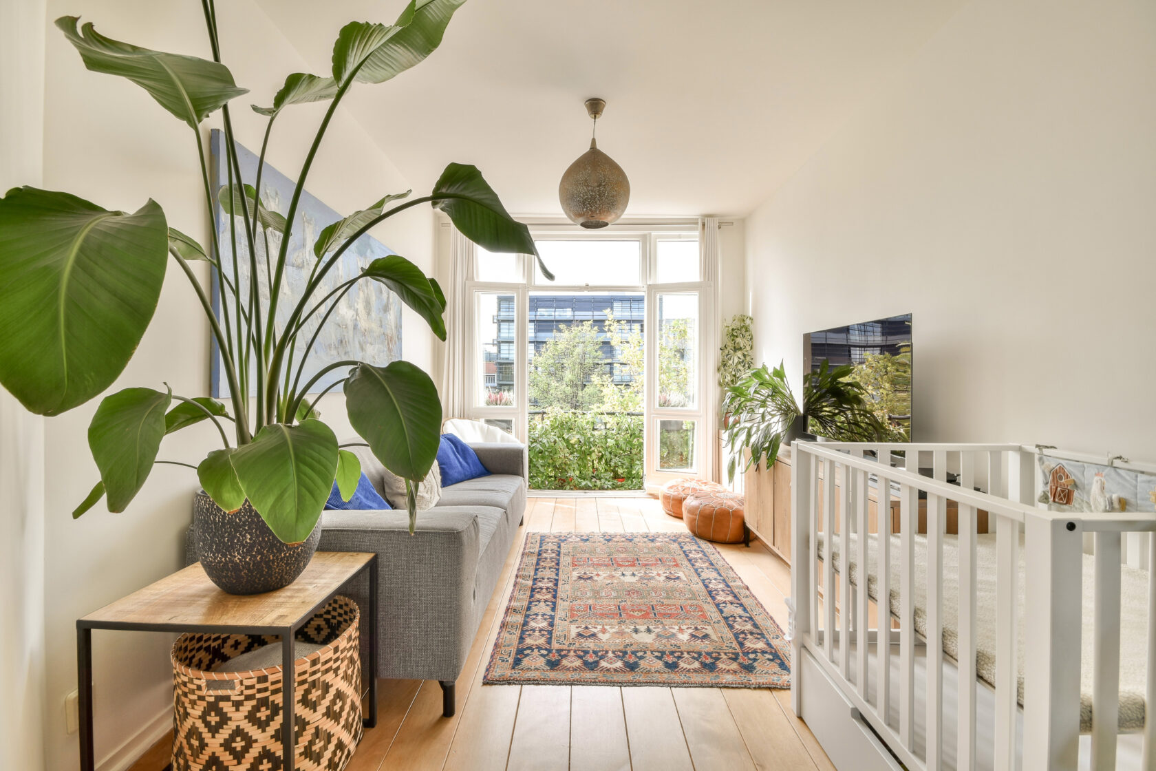 Modern Living Room with Nursery